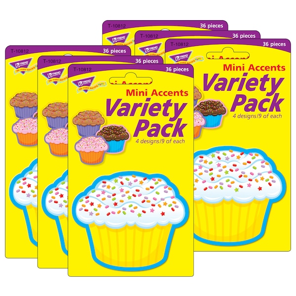 Trend Enterprises Cupcakes Mini Accents Variety Pack, 36 Pieces, PK6 T10812 - main